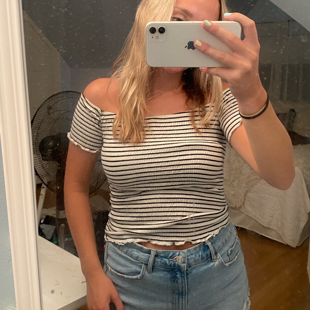 Striped Off the Shoulder Top